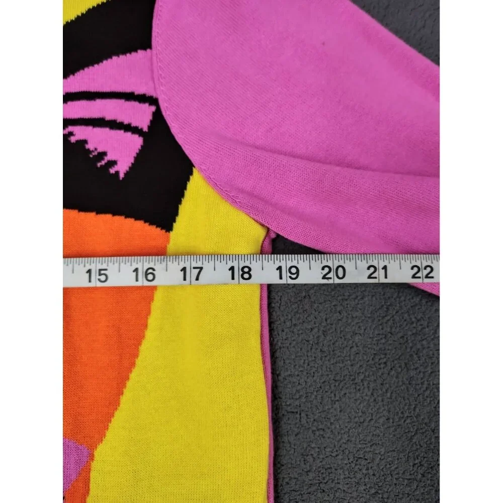 NWOT Oxknit Womens Psychedelic Cat Sweater Sz (L) Colorful Mod Long Sleeve Retro - Picture 4 of 7
